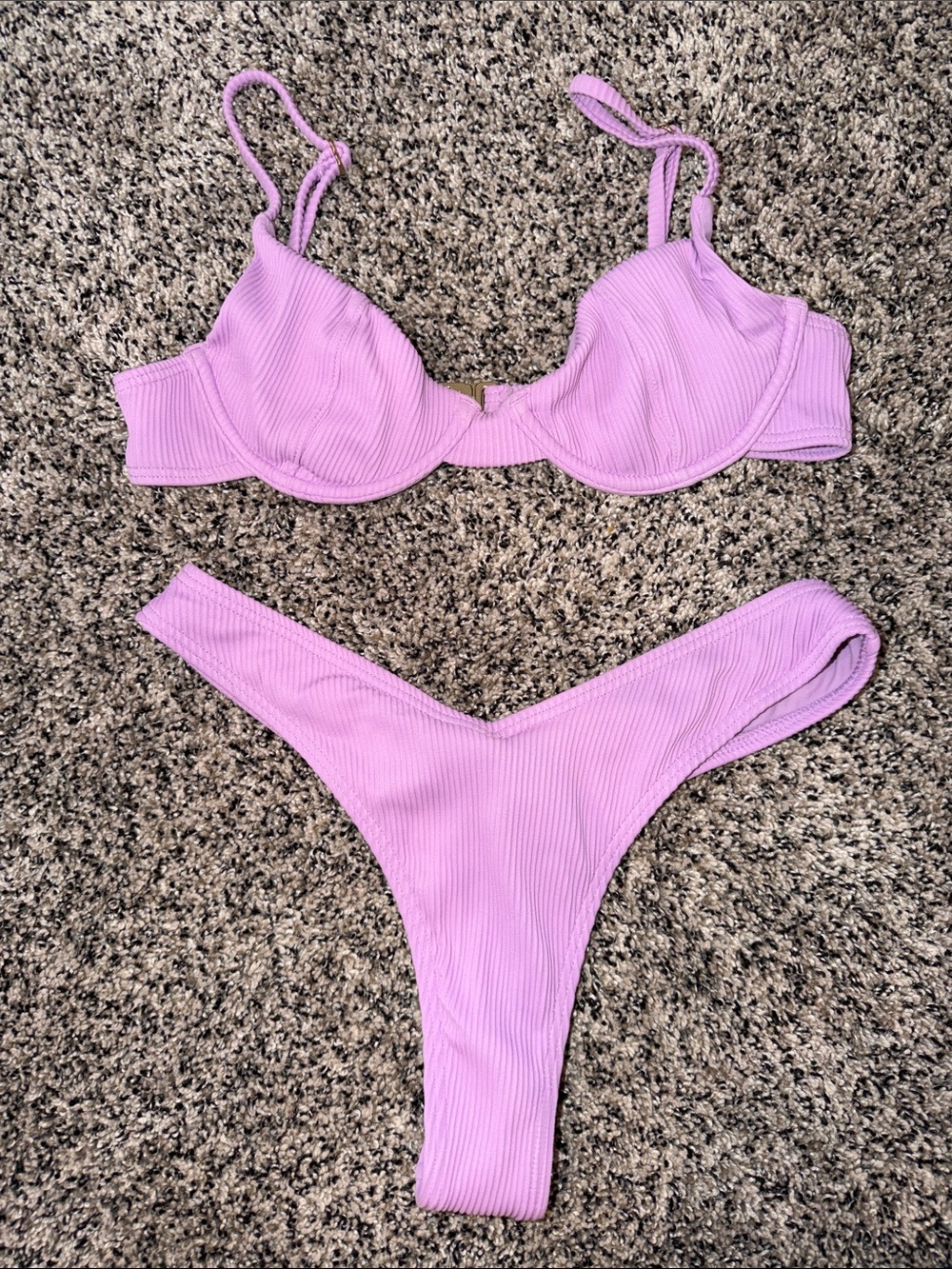 Twiin Lilac Ribbed Bikini Set Women’s Size Small Purple Pink